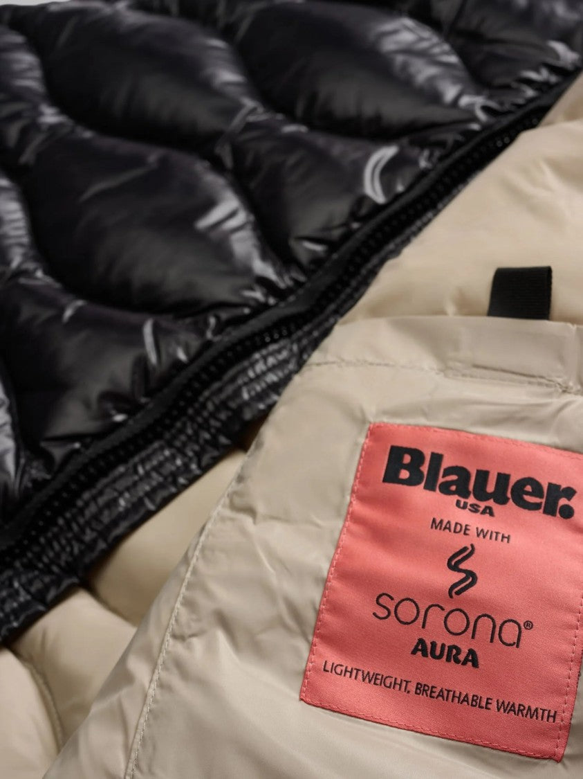 Blauer Water-Repellent Puffer Vest With Subtle Check Pattern