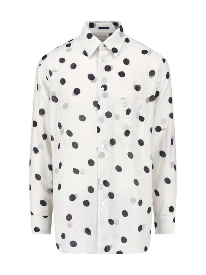 Paul Smith White Viscose-Blend Polka Dot Shirt