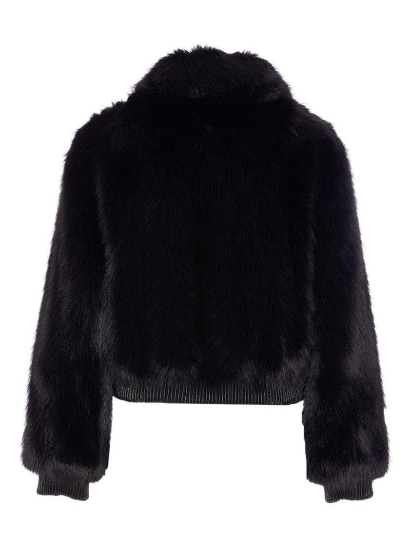 Liu Jo Cropped Button-Up Jacket With Plush Faux Fur