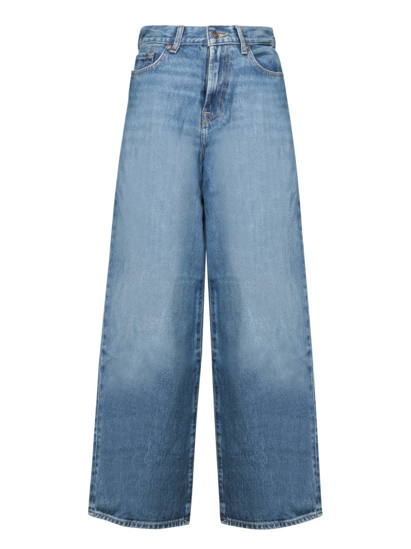 7 For All Mankind Relaxed Wide-Leg Blue Denim Jeans