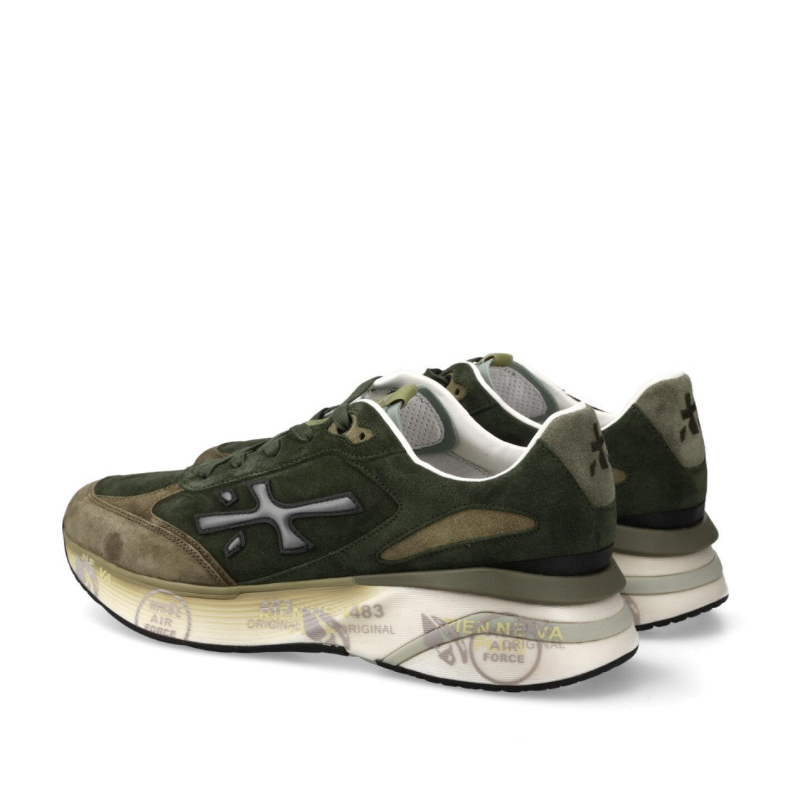 Premiata Olive Green Suede Moerun Sneakers With Cushioned Sole