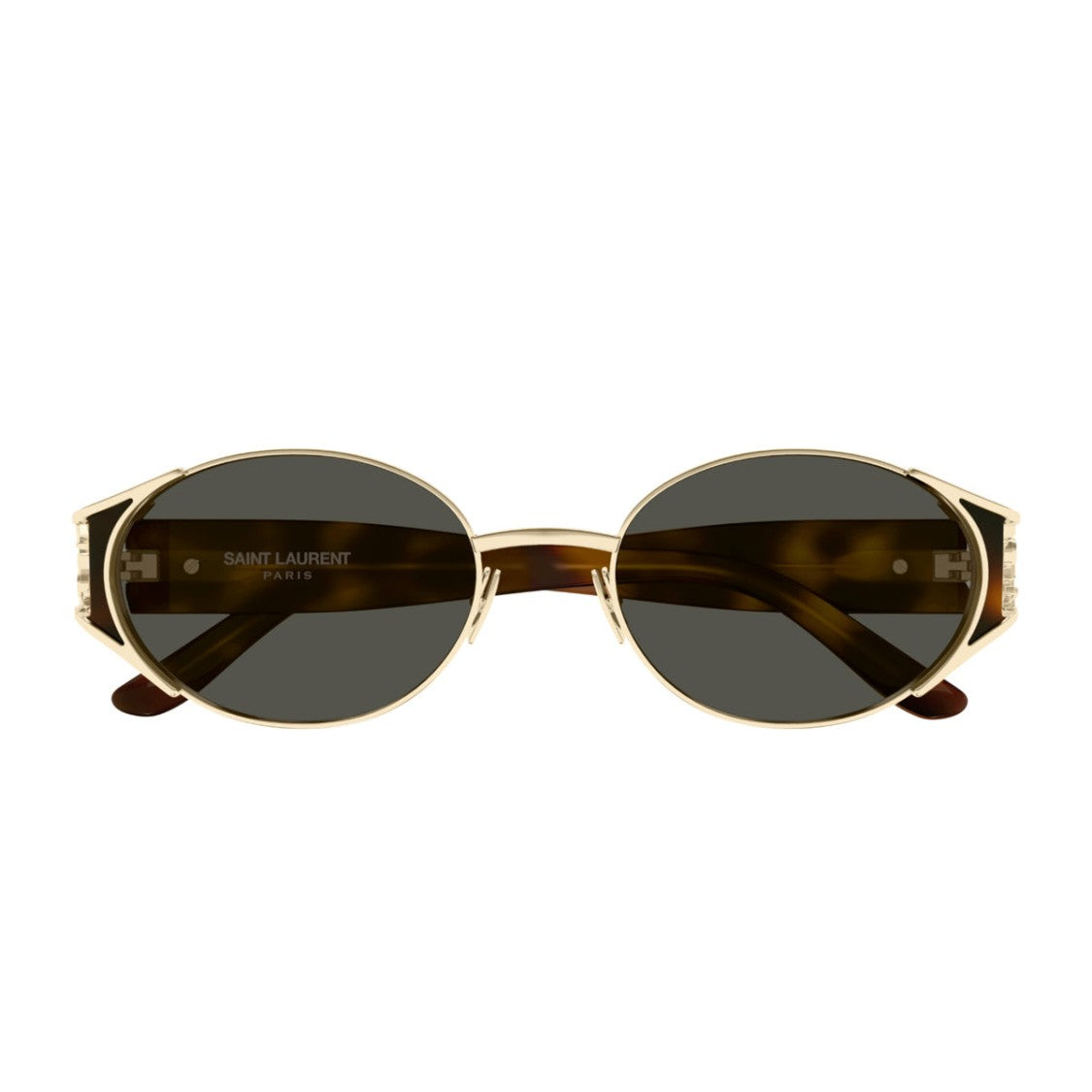 Saint Laurent Gold Havana Linea Monogram Sl M919 Oval Sunglasses