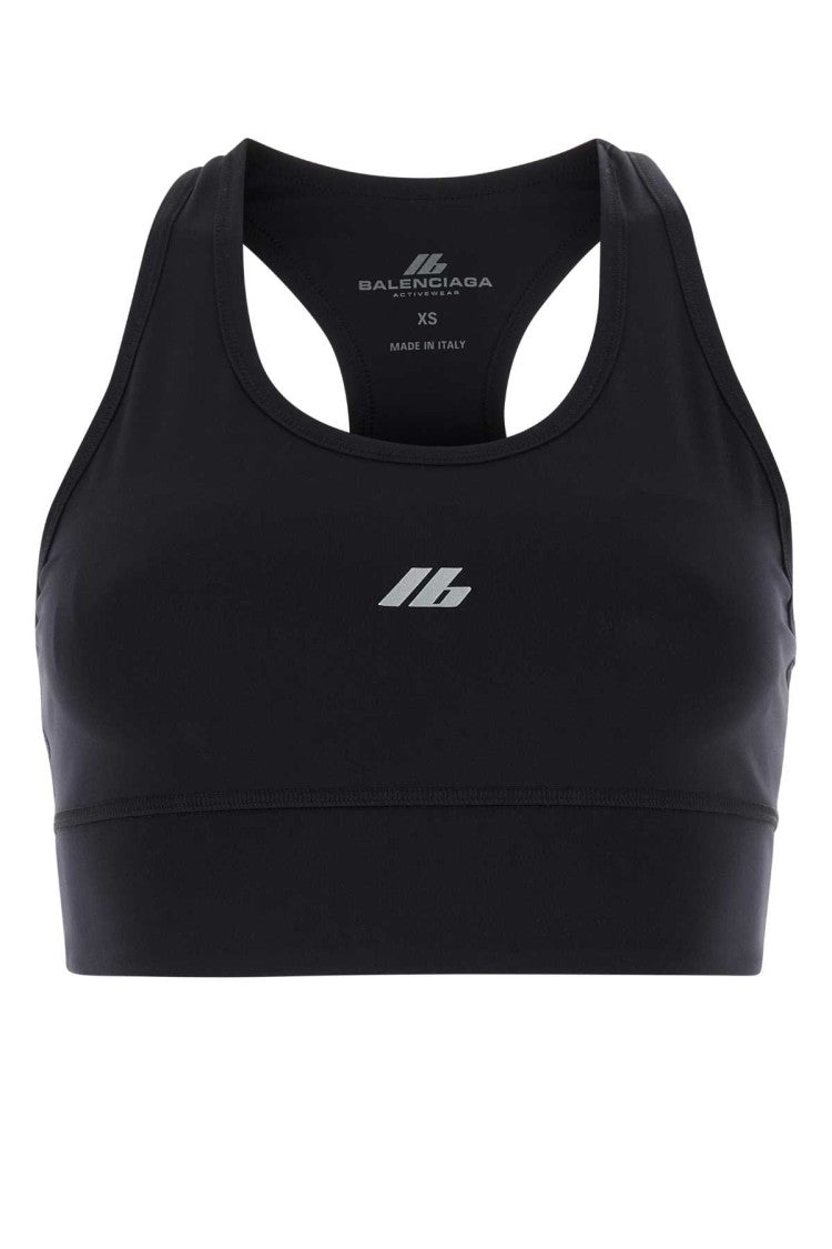 Balenciaga Black Stretch Nylon Crop-Top