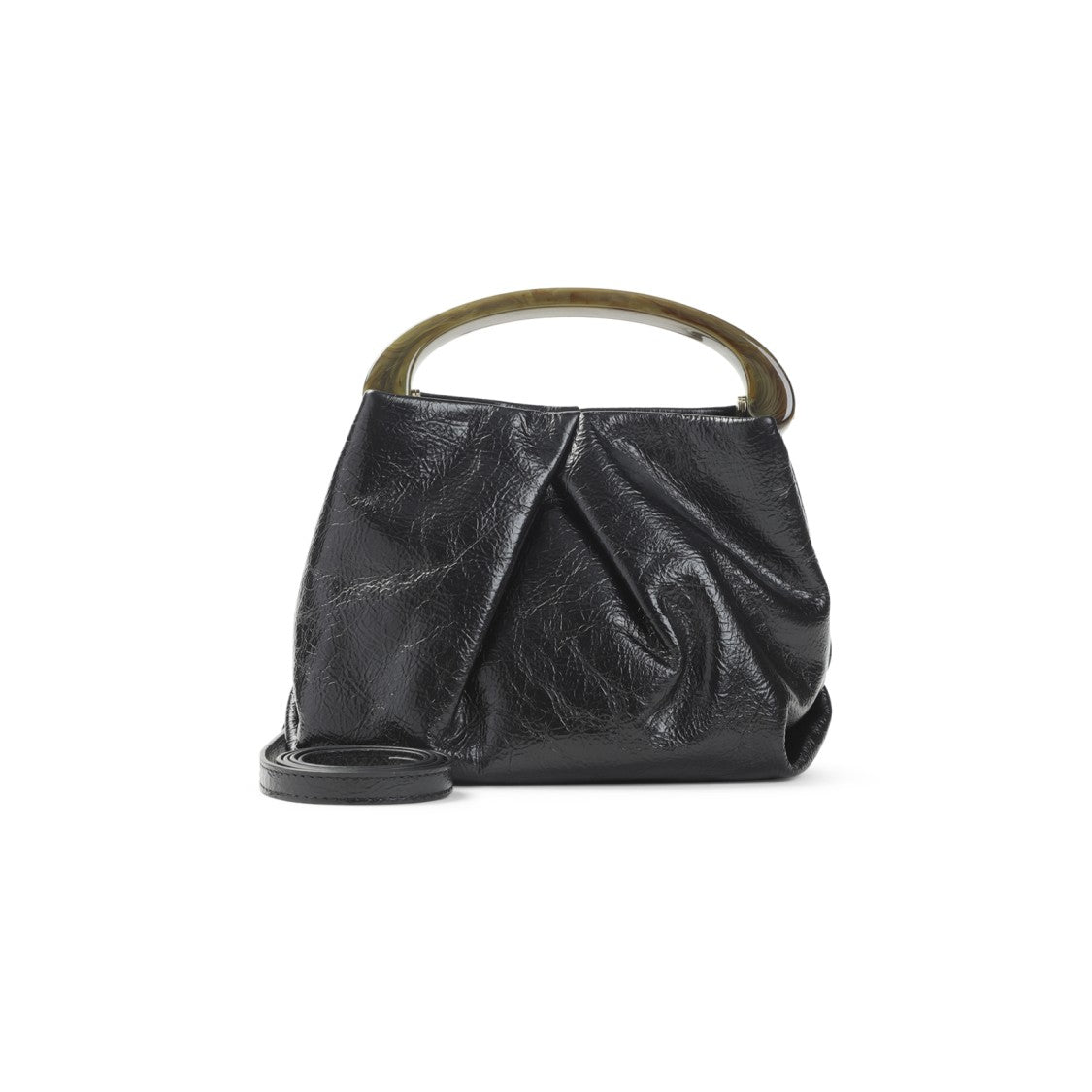 Dries Van Noten Black Leather Medium Shoulder Bag With Flap