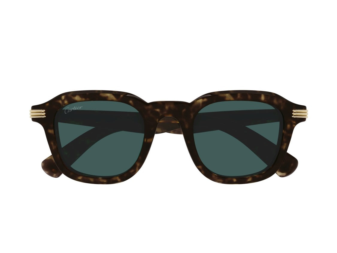 Cartier Ct0536s Bold Square Tortoiseshell Acetate Sunglasses