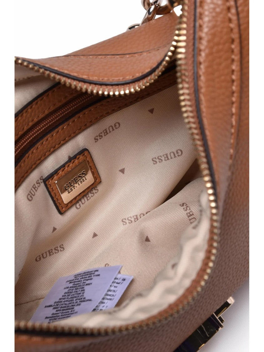 Guess Brown Polyurethane Chain Shoulder Bag