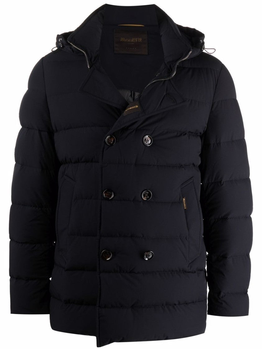 Moorer High Neck Double-Breasted Parka With Detachable Hood