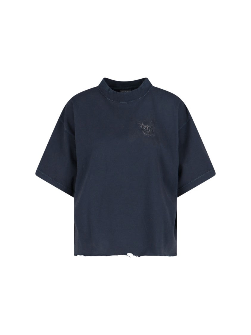 Balenciaga Cropped 'Nail Polish' T-Shirt – Black