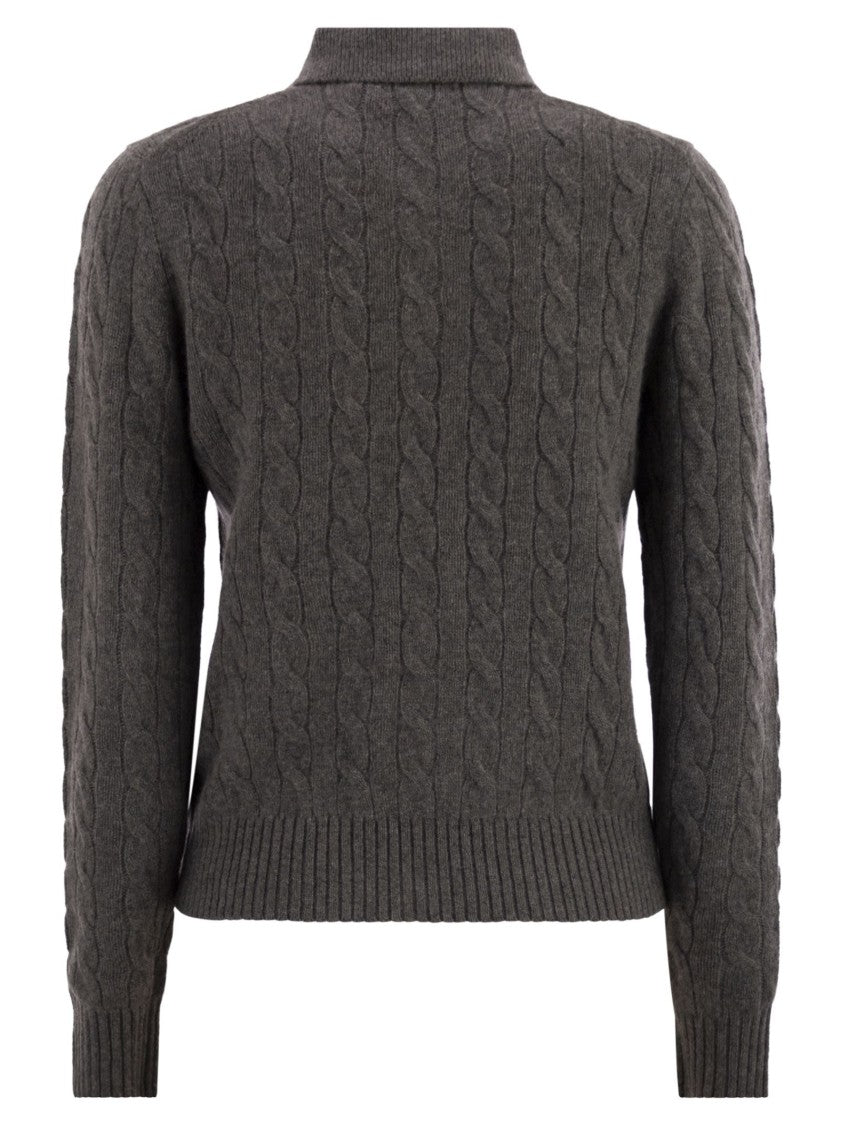 Polo Ralph Lauren Wool And Cashmere Polo Shirt With Cable Knit