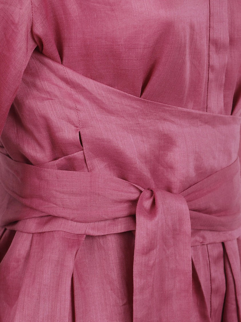 Max Mara Knee-Length A-Line Dress With V-Neck And Bow Detail