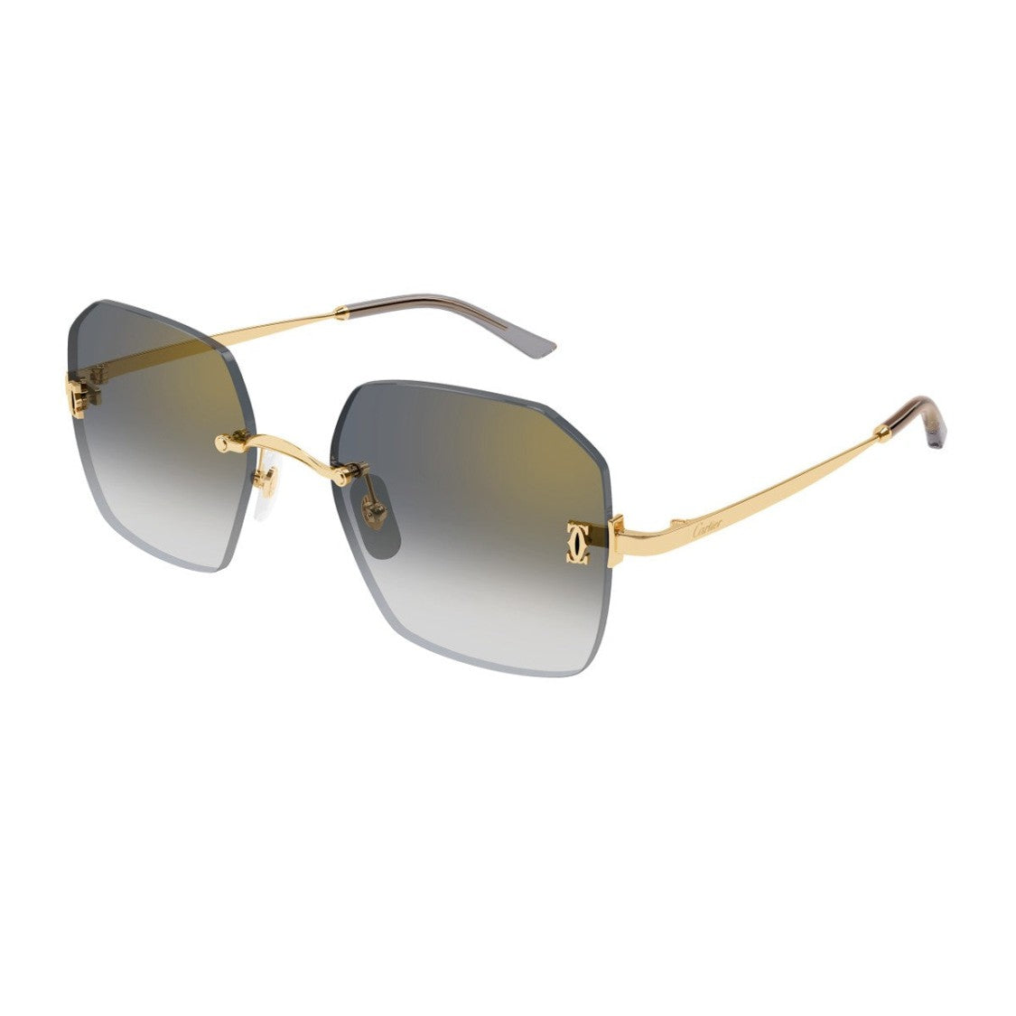 Cartier Gold C De Cartier Metal Square Sunglasses