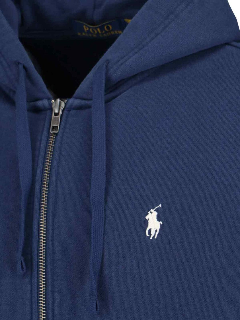 Polo Ralph Lauren Navy Blue Zip-Up Hoodie With Embroidered Logo