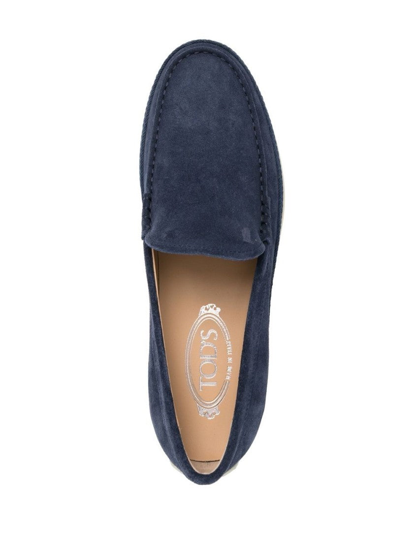 Tod's Navy Blue Calf Leather Loafer