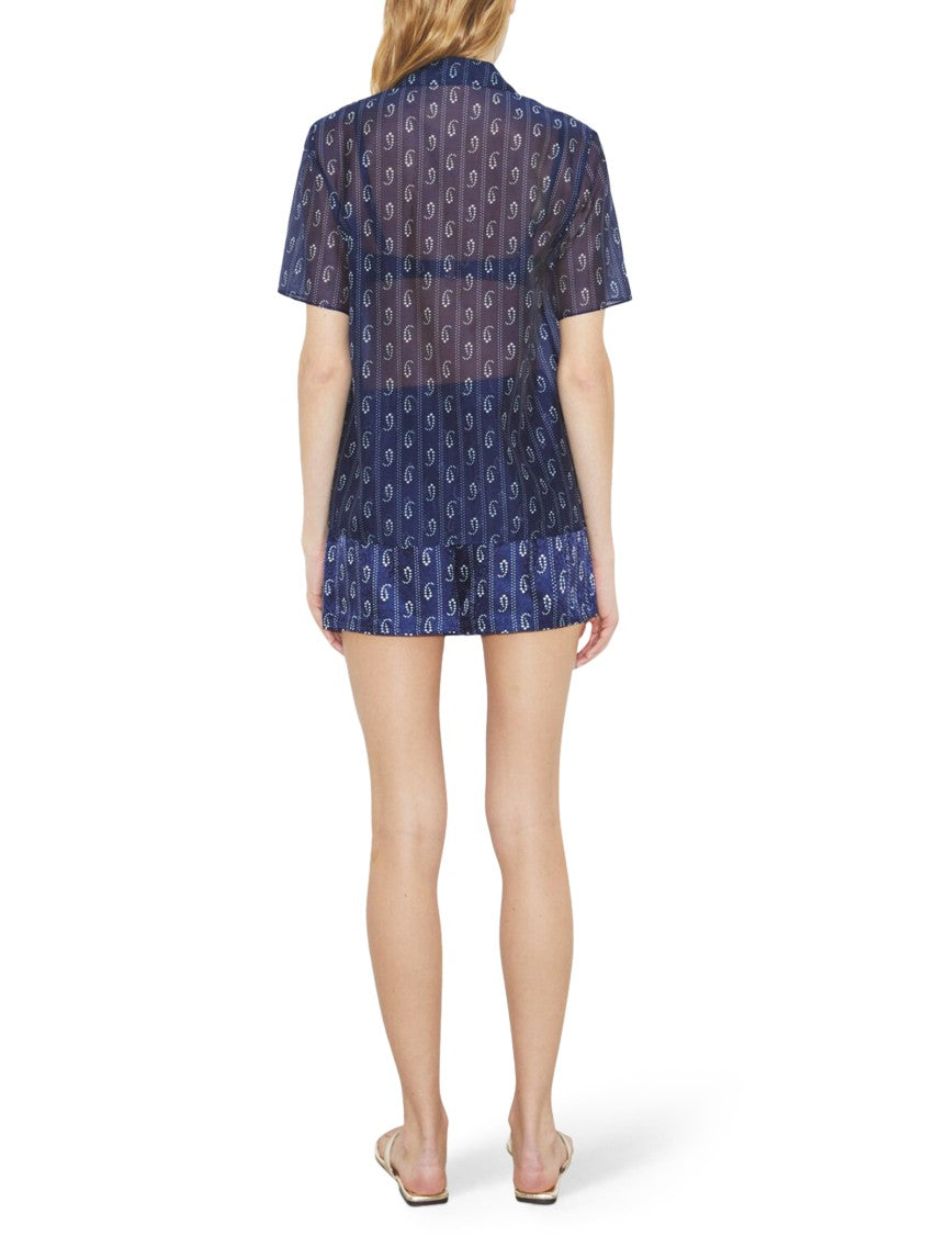 Tory Burch Printed Camp Shirt With Paisley-Inspired Design
