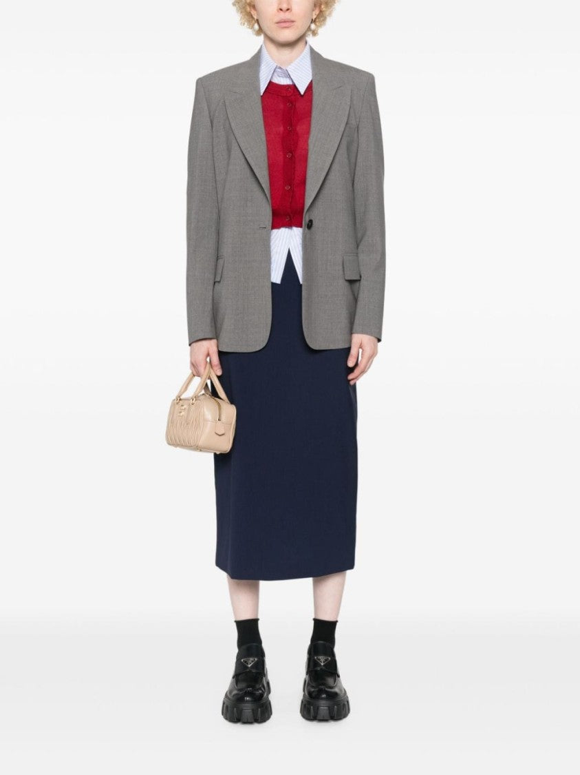 Msgm Medium Grey Classic Jacket With Button