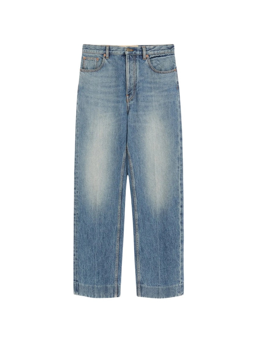Valentino Washed Blue Cotton Five-Pocket Jeans