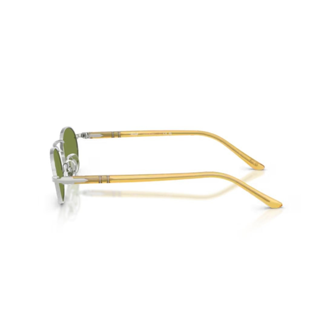 Persol 0Po1023s Oval-Shaped Sunglasses With Silver Frame And Amber Temples