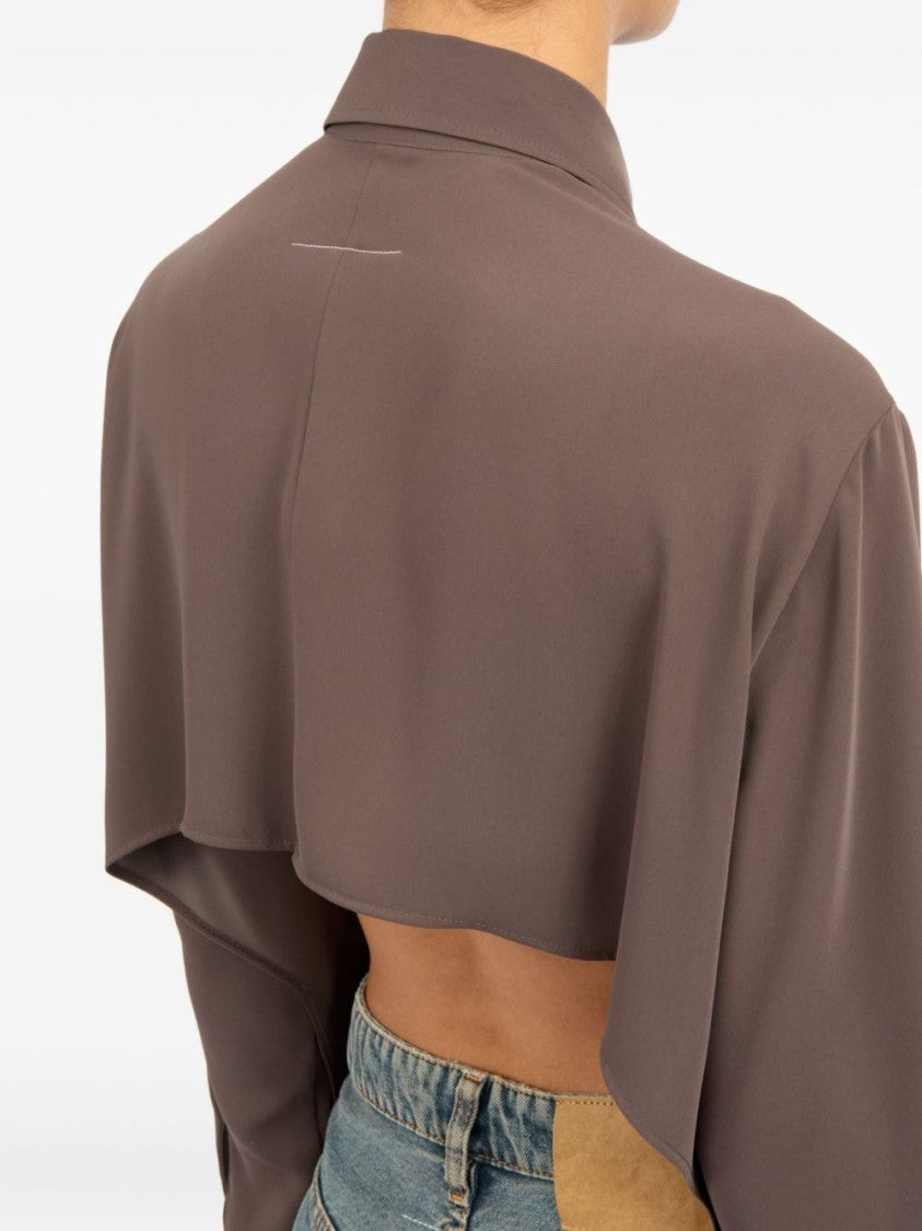 Mm6 By Maison Margiela Brown Shirt With Tie-Front Detail