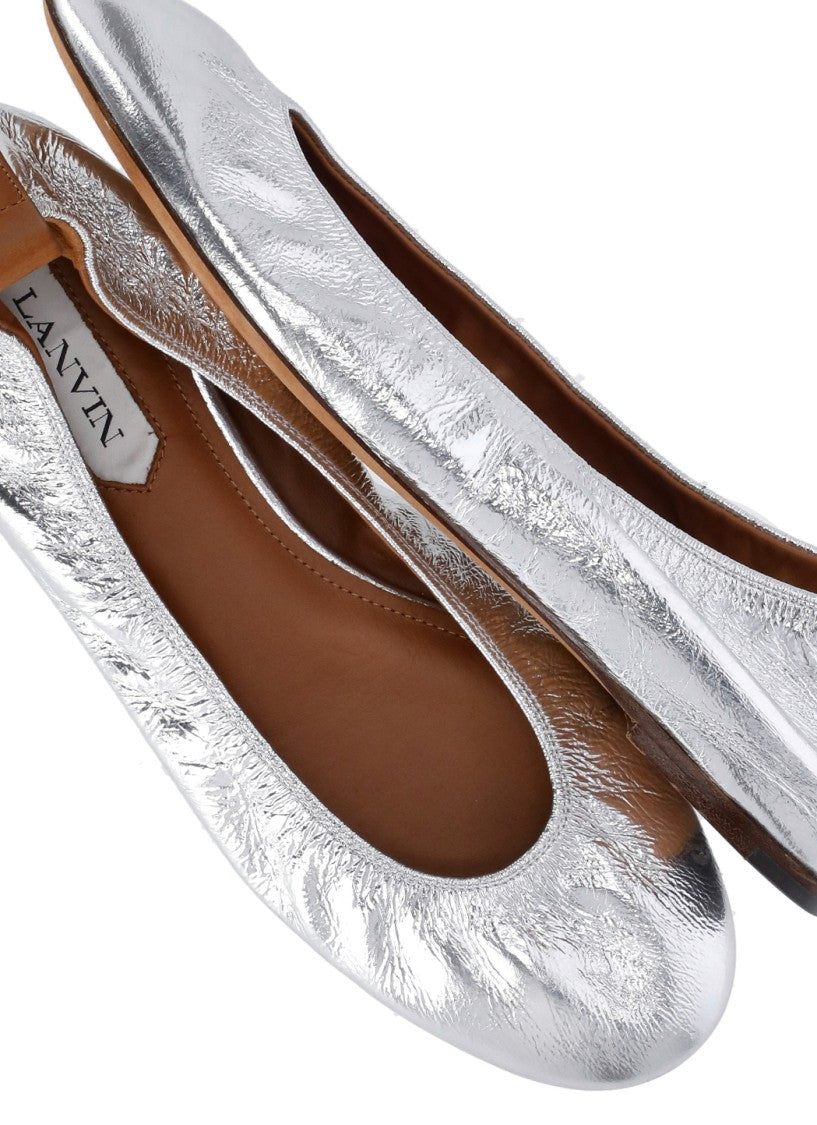 Lanvin Silver Leather Ballet Shoes