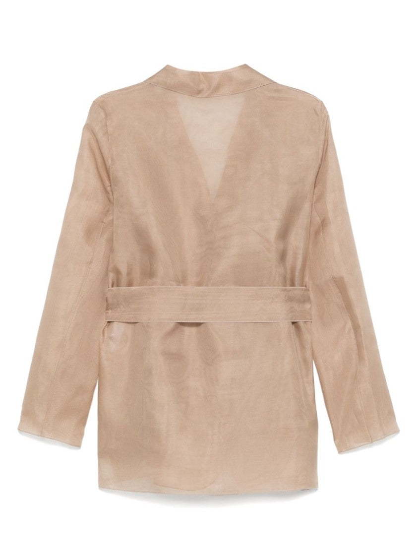 Antonelli Belted Silk Jacket With Classic Lapel