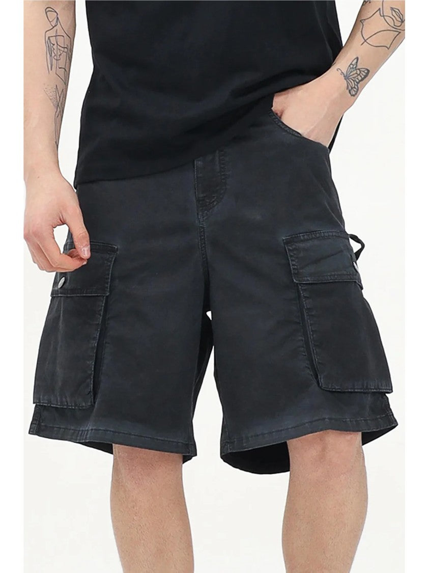 Barrow Black Stretch Cotton Cargo Bermuda Shorts