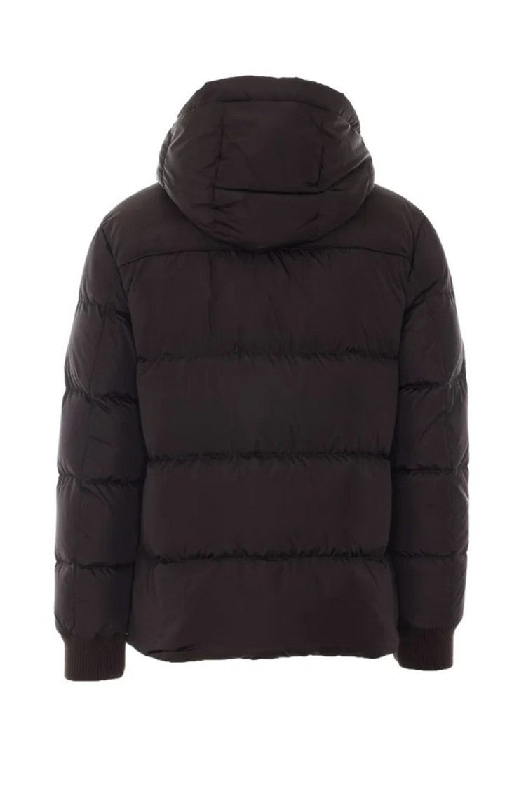 Add Dark Brown Hooded Puffer Jacket