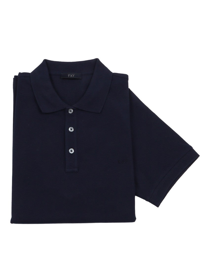 Fay Piquet Knit Subtle Embroidery Polo Shirt