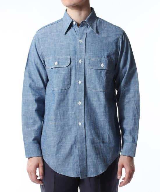 Anatomica Textured Cotton Denim Shirt With Button-Down Front And Chest Pockets