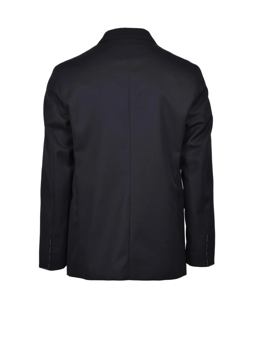Michele Paoloni Black Virgin Wool Men Double-Breasted Suit