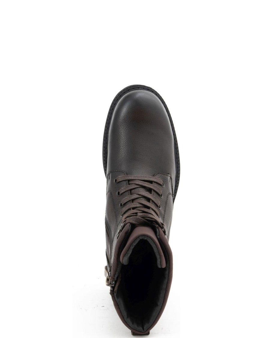 La Conte Rugged Leather Ankle Boots With Side Zipper