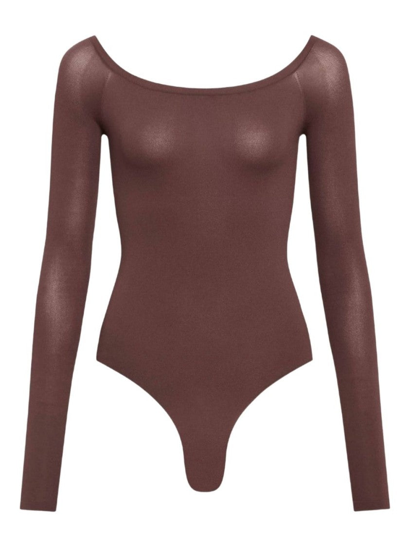 Alaïa Off-The-Shoulder Brown Bodysuit