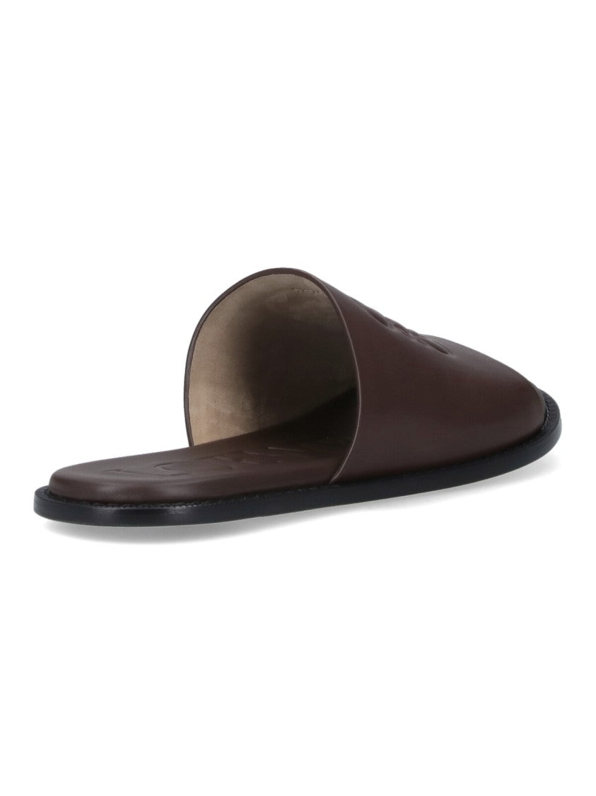 Loewe X Paula's Ibiza "Anagram Flex" Slide Sandals, In Brown Calfskin