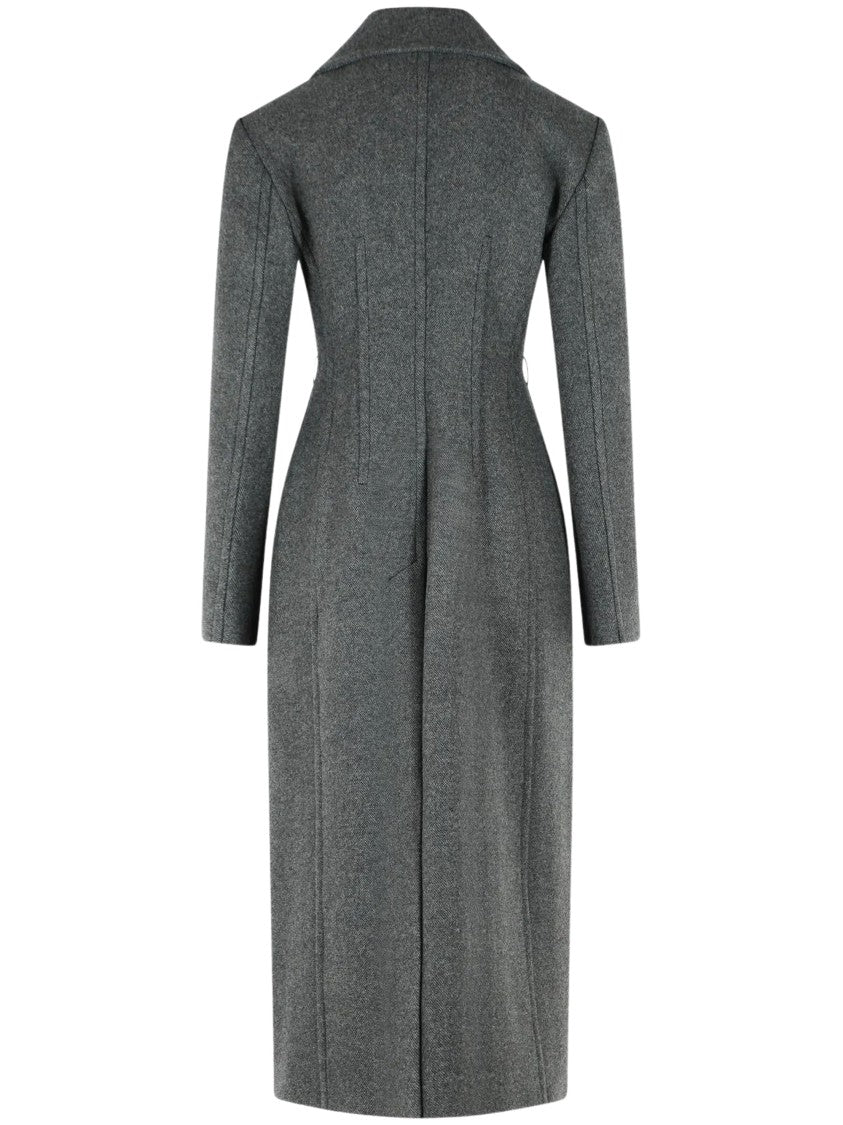 Sportmax Chevron Virgin Wool Double-Breasted Coat
