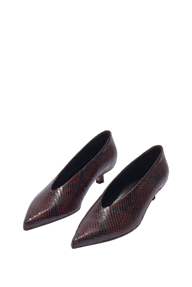 Aeydē Moka Snake Print Calf Leather Pumps