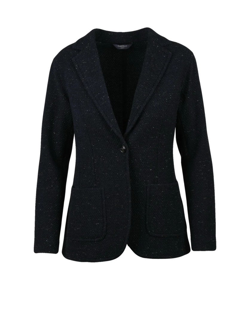 Circolo 1901 Tailored Blazer Jacket In Textured Mixed Wool