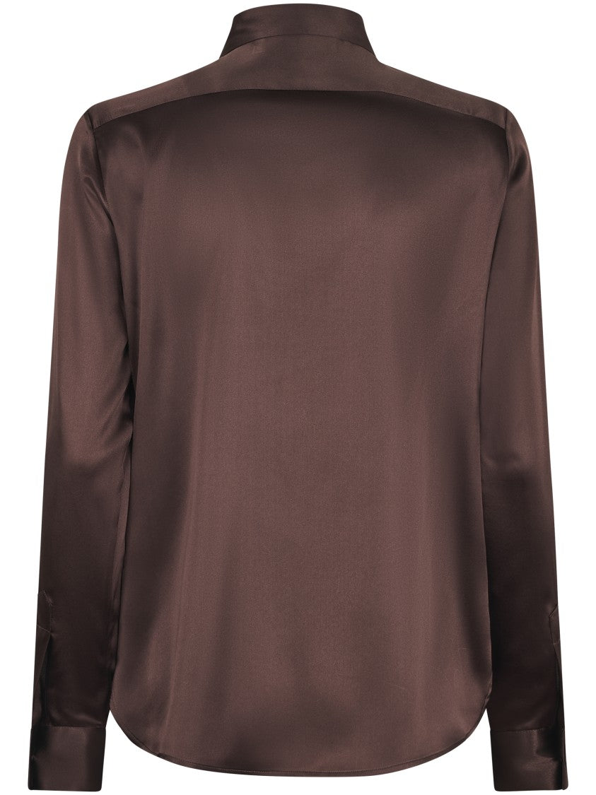 Tagliatore Silk Blend Brown Shirt With Refined Cut