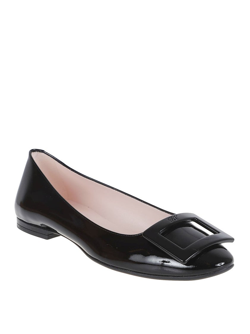 Roger Vivier Glossy Calfskin Leather Flats