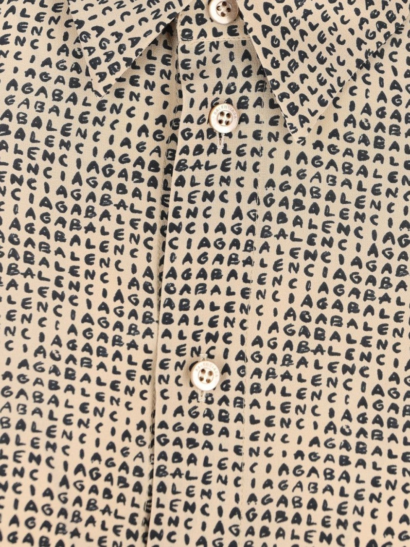 Balenciaga Silk Crepe Monogram Printed Balenciaga Shirt