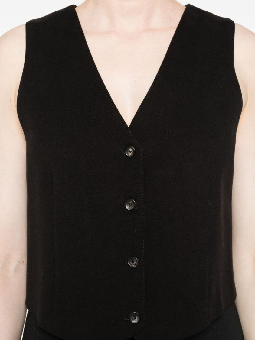 Circolo 1901 Black Sleeveless Knit Vest With V-Neckline