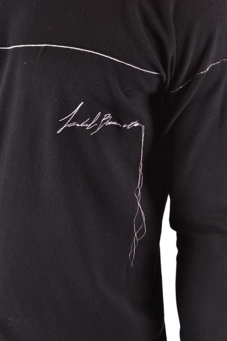 Isabel Benenato Black Knit Sweater With Subtle Stitch Detail