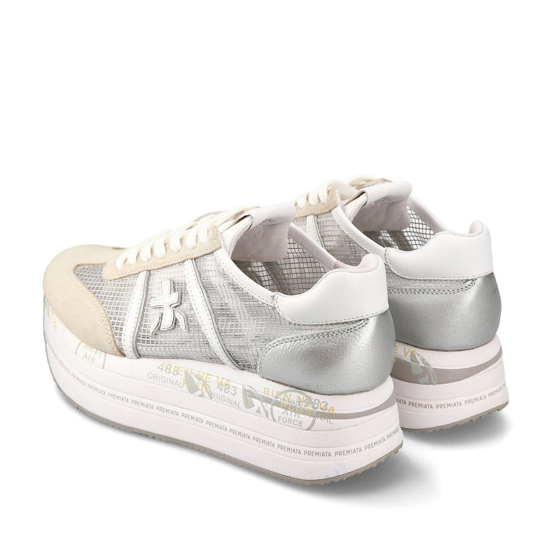 Premiata Beth Sneakers In White Suede Transparent Ripstop Fabric