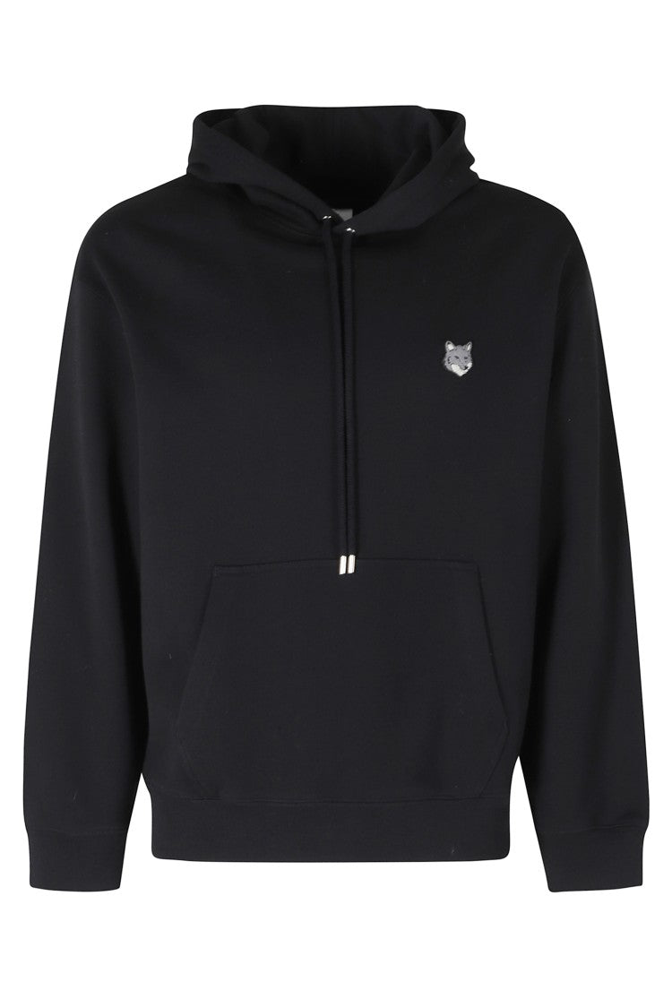 Maison Kitsuné Black Fox Head Embroidered Logo Wide Cotton Hoodie