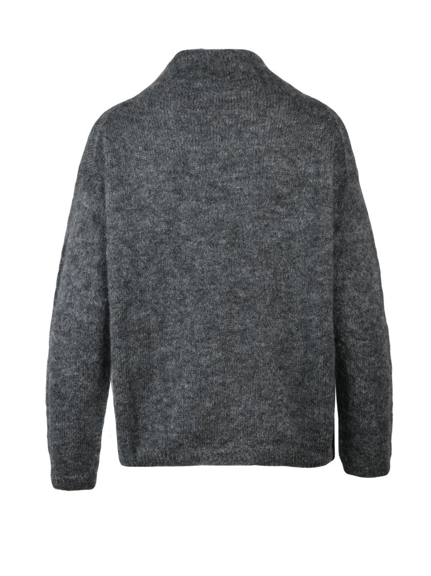 Max Mara Mock Neck Sweater With Fuzzy Texture And Relaxed Fit