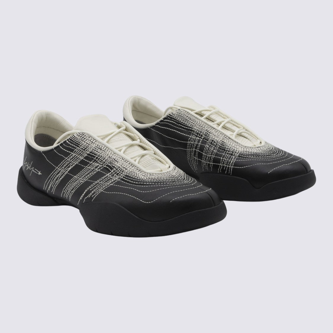 Y-3 Low-Profile Sneakers With Textured Stitching And Signature Detail