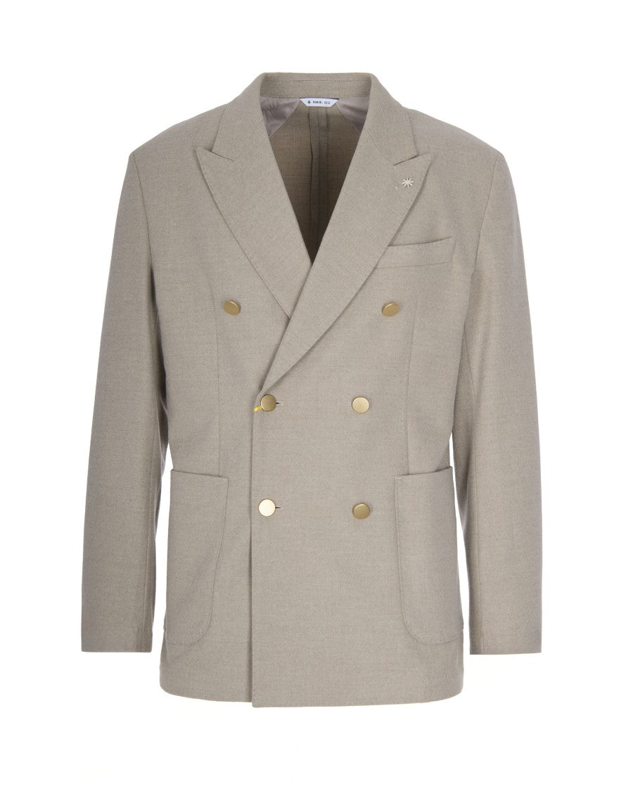 Manuel Ritz Sand Double-Breasted Blazer
