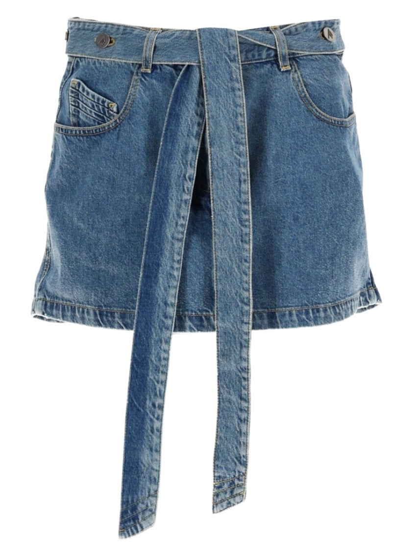 The Attico High Waist Matching Denim Belt Mini Skirt