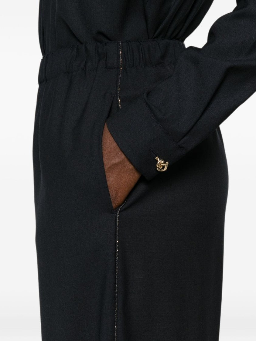 Fabiana Filippi Black Wide-Leg Elastic Waistband Trousers