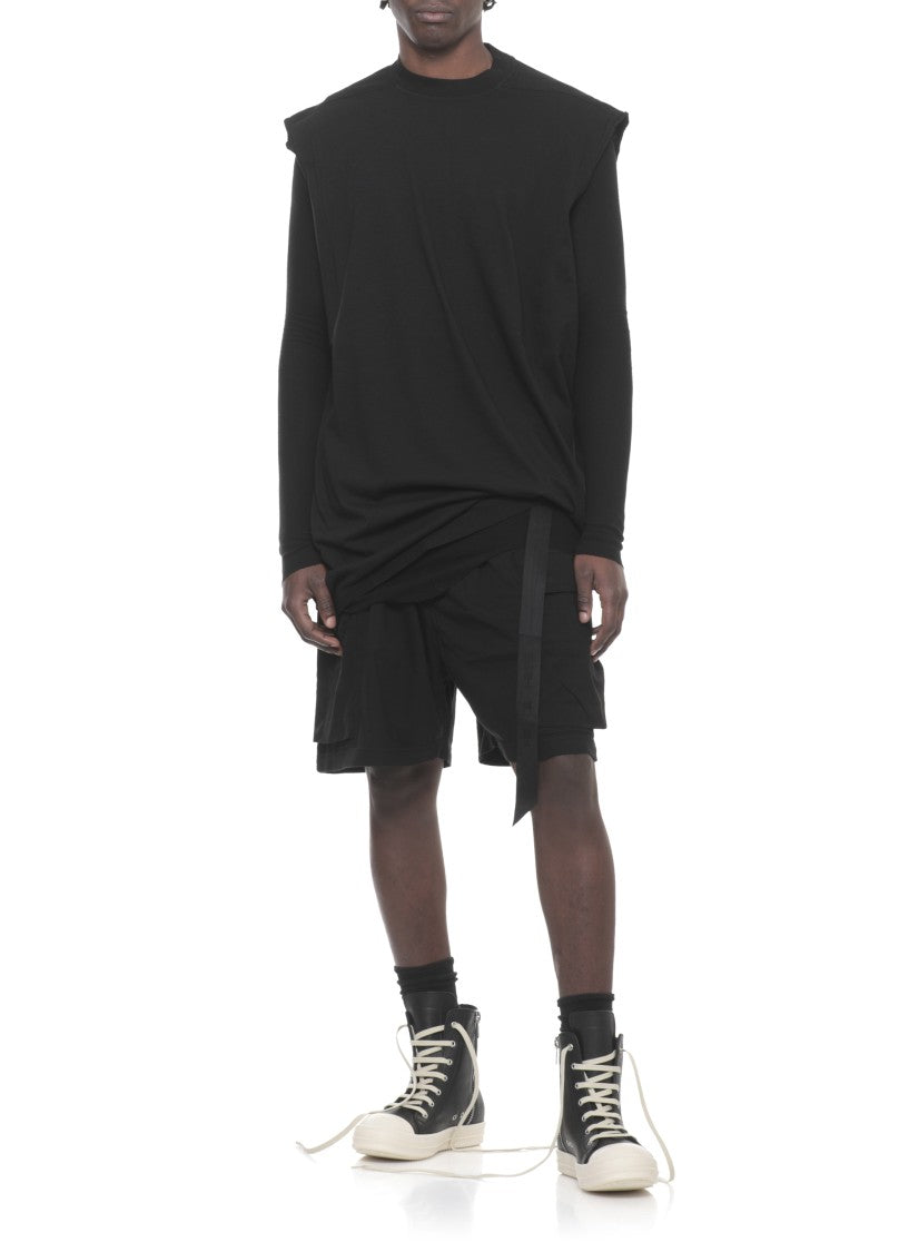 Drkshdw By Rick Owens Black Tarp Sleeveless Cotton T-Shirt