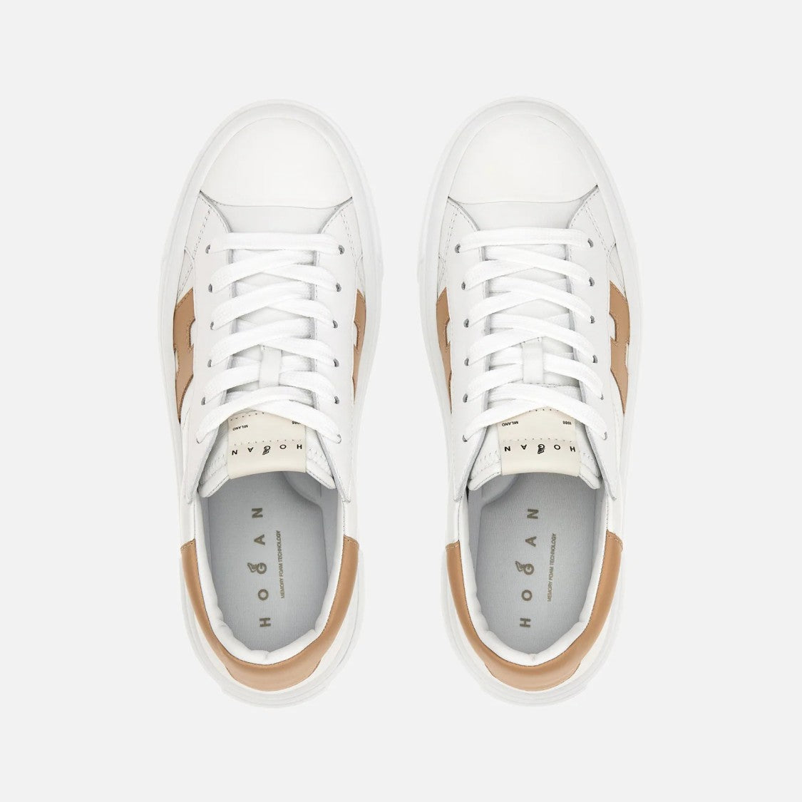 Hogan White Cuoio H705 Allacciato H Lace-Up Shoes