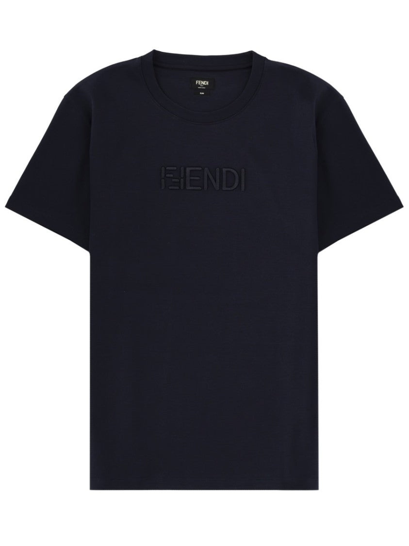 Fendi Short-Sleeved 3D Logo Cotton T-Shirt